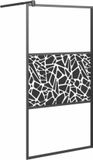 vidaXL Inloopdouchewand met stenenmotief 115x195 cm ESG-glas zwart
