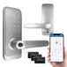 EURA ELH-01H4 Smart deurslot met handgreep, codeslot, 13,56 MHz nabijheidslezer, biometrische lezer, app TTLock/TTHotel, IP65, universele grendel, wit
