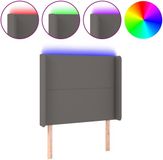 vidaXL - Hoofdbord - LED - 103x16x118/128 cm - Kunstleer - Grijs