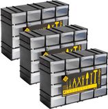 Merkloos Sorteerbakjes - 3 stuks - 16 lades - Zwart - Kunststof - 22 x 8 x 15 cm