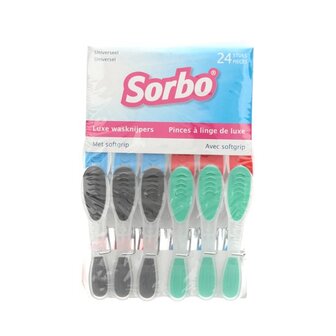 Sorbo Wasknijpers plastic met softgrip 24 st - 8710577942413