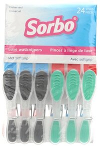 Sorbo Wasknijpers plastic met softgrip 24 st - 8710577942413