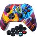 YoRHa Rubber Silicone Cover Skin Case for Xbox One S/X Controller with Thumb Grips (Colorful Stream)