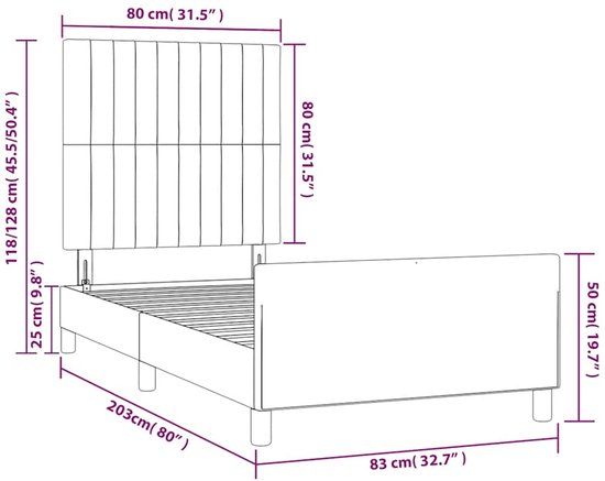 vidaXL Bedframe zonder matras 80x200 cm stof zwart