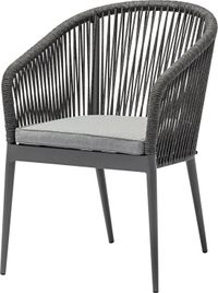 AVH-Collectie Lissabon dining tuinstoel rope stapelbaar antraciet inclusief kussen