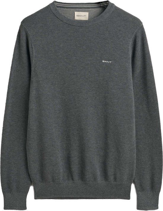 GANT COTTON PIQUE C-NECK Gebreide trui - Grijs - Maat M - Mannen