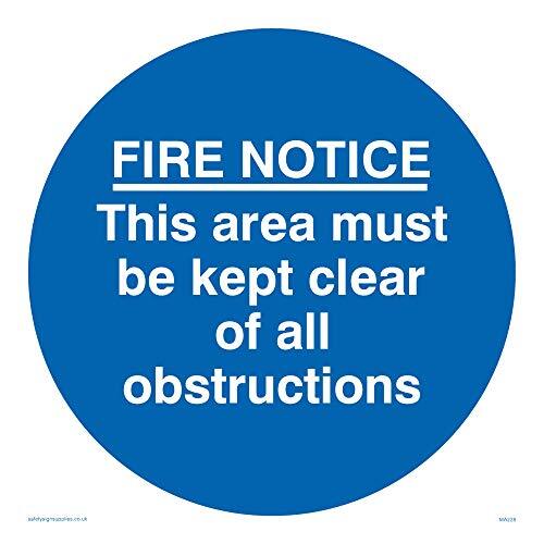 Viking Signs Viking Signs MA228-S15-1M "Fire Notice This Area must be Keep Clear Of All Obstructions" Sign, 1 mm Plastic Semi-Rigid, 150 mm H x 150 mm W