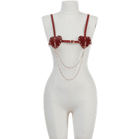 Elif Domanic Carmen Harnas Rood Leren Lingerie Maat S