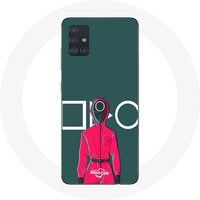 Maniacase Samsung Galaxy A71 Geval Inktvis spel rode soldaat met cirkel masker groene achtergrond