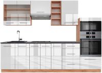 Vicco Fame-Line Complete keukeneenheid – 280 cm, WB Antraciet Wit hoogglans/goud power eiken