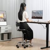 Tabouret pivotant avec dossier et roulettes, chaise réglable pour salons de beauté et studios de tatouage, 32 x 40 x 70-86 cm, noir