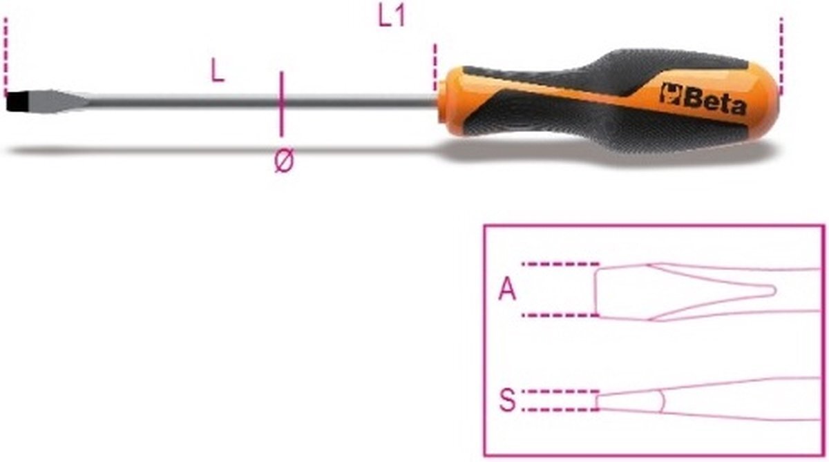 Beta 1260 sleuvenschroevendraaier 0,6x3,5x100