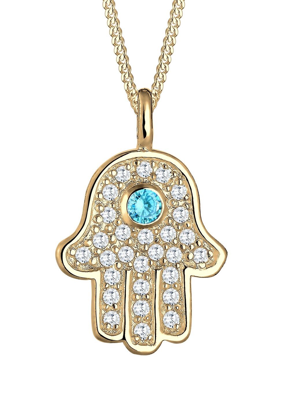 Elli Elli Halsketting Dames Hamsa Hand Hanger Vlak Zirconia Kristallen 925 Sterling Zilver