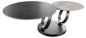 Solyne Table basse SOLYNE design 134 cm avec plateaux pivotants en texture noire et effet pierre gris