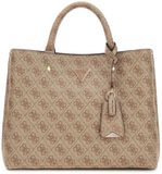 GUESS Meridian II Girlfriend Satchel Bag Latte Logo Lichtbruin