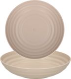 PlasticForte assiette ronde/camping - 4x - assiette creuse - D19 cm - taupe - plastique - assiettes à soupe