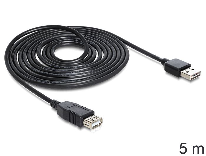 DeLOCK EASY-USB 2.0-A - USB 2.0-A Kabel - 5m - Zwart