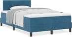 vidaXL Boxspringbed met hoofdeinde, donkerblauw, 120 x 200 cm, fluweel