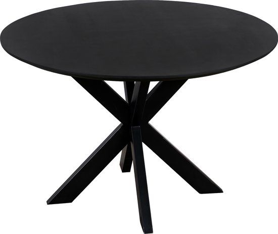 QUVIO Eettafel Sofia - Rond - Ø120 cm - Mangohout - Zwart
