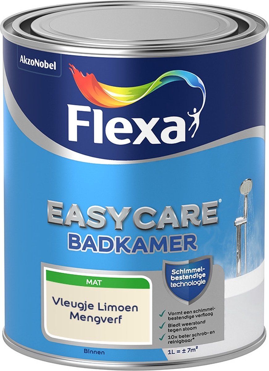 FLEXA Easycare Muurverf - Badkamer - Mat - Vleugje Limoen - 1 liter
