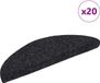 vidaXL Tapis d'escalier auto-adhésifs 20 pièces 56x17x3 cm Noir Demi-rond
