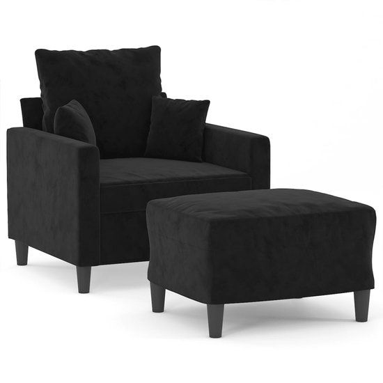 vidaXL Fauteuil met voetenbank fluweel zwart