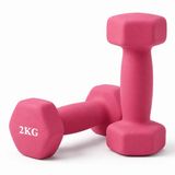 Merkloos / Sans marque Relaxdays Dumbbells - set van 2 - gietijzer - 2 kg - antislip - roze