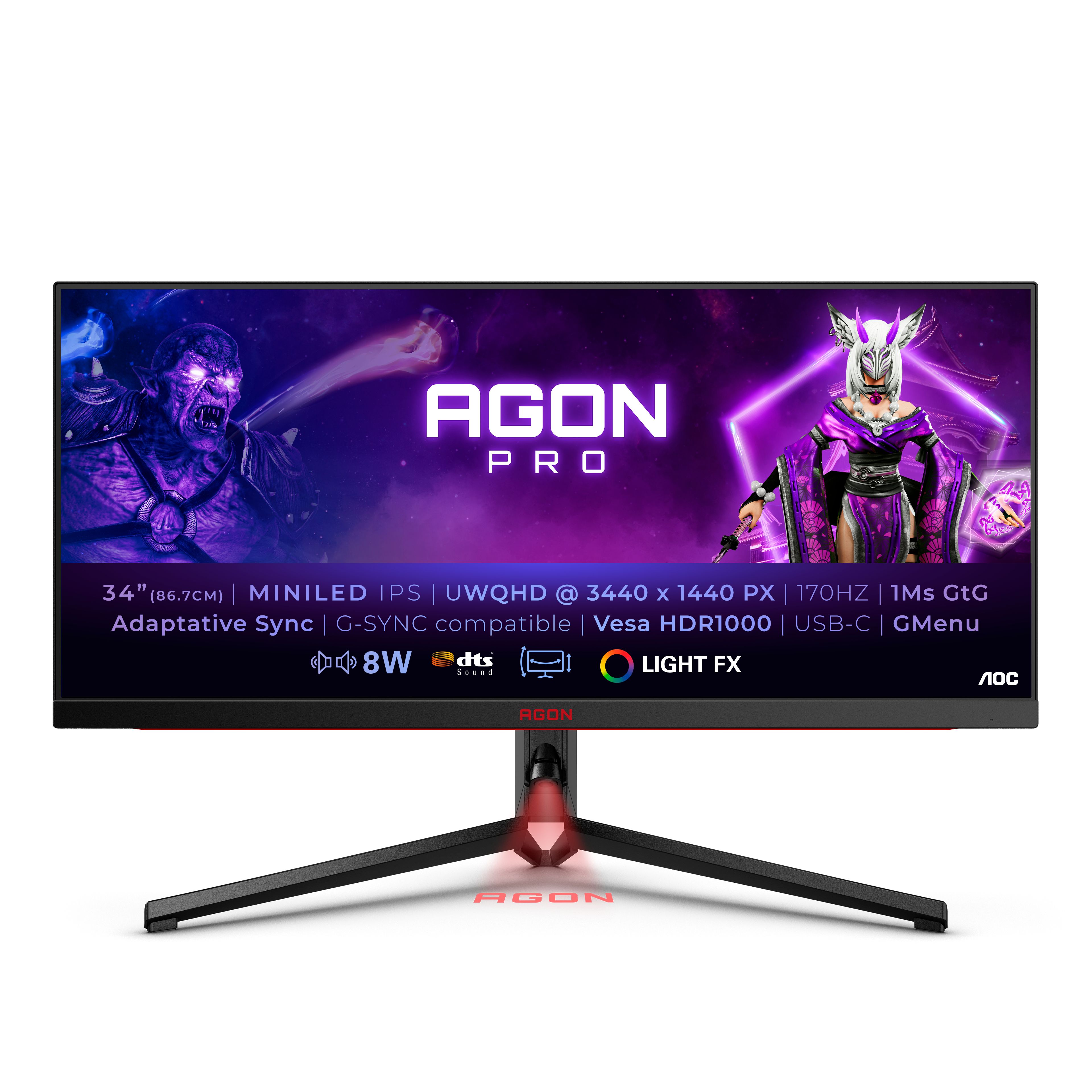 AOC AGON PRO AG344UXM 34" WQHD 170Hz Gaming Monitor - Black/Red