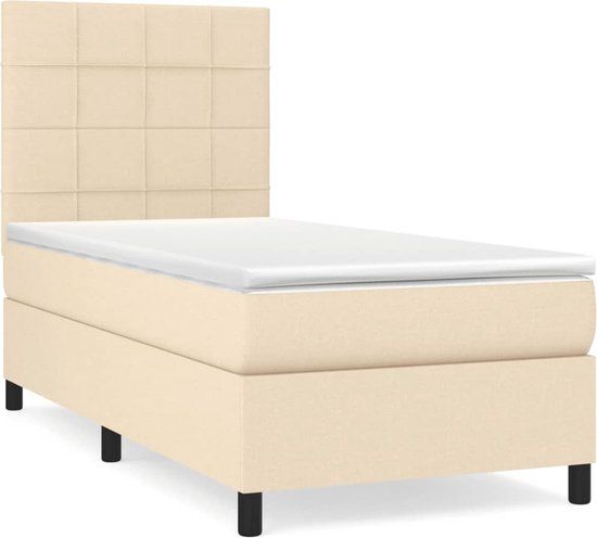 vidaXL Boxspring met matras stof crèmekleurig 90x190 cm