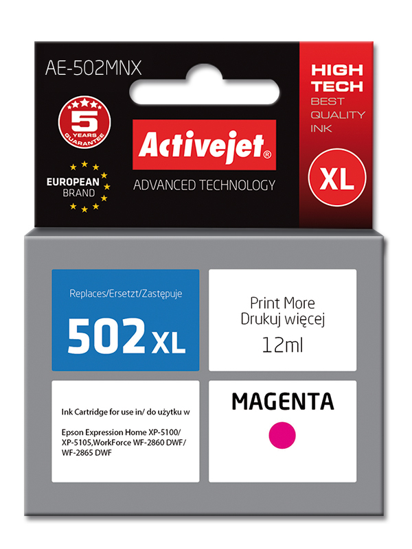ActiveJet AE-502MNX inkt (vervanging van Epson 502XL W34010; Supreme; 12 ml; rood) single pack / magenta