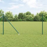 vidaXL Euro-hek - met - grondpennen - 10 - x - 1 - m - PVC-Coated - Staal - Groen - Mesh