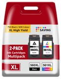 Canon cartouches d'encre 560 XL et 561 XL pour Canon Pixma TS5350, TS7451 et autres modèles.