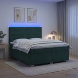 vidaXL Boxspringbed met matras Donkergroen 140 x 190 cm Fluweel