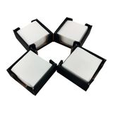 Verpakking Hostelnovo Verpakking met 100 witte papieren servetten + 4 servetringen van gerecycled karton, kleur: zwart, ideaal voor cocktails, 10 x 10 cm, gevouwen