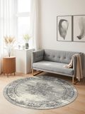 Hanse Home Lydia Laagpolig tapijt, rond, oosters woonkamertapijt, laagpolig, klassiek, zacht in oosters design voor woonkamer, slaapkamer, eetkamer, hal, crèmegrijs, diameter 120 cm