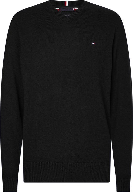 Tommy Hilfiger V-hals trui katoen kasjmier zwart maat L