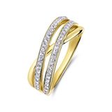 Lucardi Dames Zilveren goldplated ring kristal - Ring - 925 Zilver - Goudkleurig - 19 / 60 mm