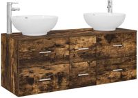 vidaXL Badkamermeubel Set Gerookt eiken 129 x 44,5 x 80 cm