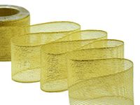 Furlanis Stoffen Band Briljant, 60 mm x 15 m, Kleur 102, Ivoor, Goudkleurig