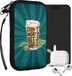 kwmobile hoesje voor smartphones L - 6,5" - hoes van Neopreen - don't worry beer happy design - oranje / groen / petrol - binnenmaat 16,5 x 8,9 cm