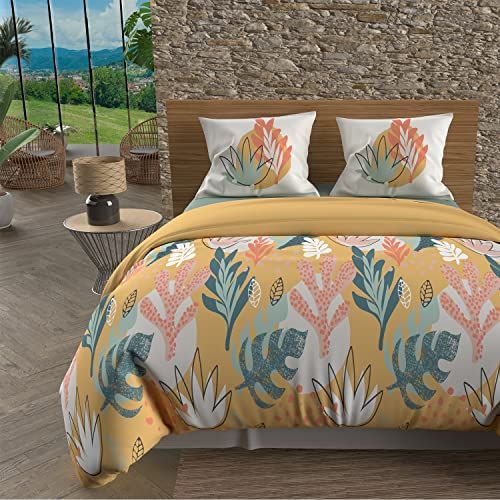 Soleil d'ocre Set Omslag van Troffen in Katoen 260x240 cm Wiskunde Geel