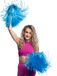 Boland pompons - 2x - bleu - avec franges et poignée annulaire - 28 cm - pour cheerleaders