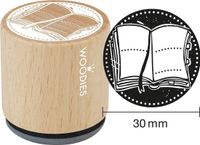 Woodies Houten stempel, d: 30 mm, h: 35 mm, Boek, Bruin, 1 stuk