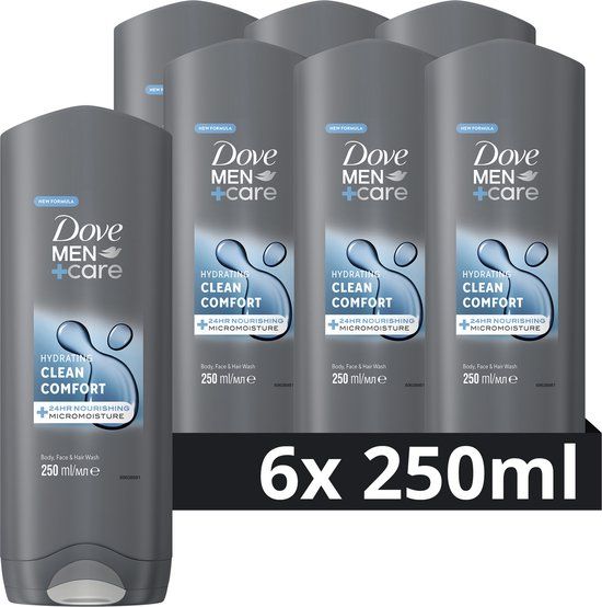Dove Men+Care Clean Comfort 3-in-1 Douchegel - 6 x 250ml - Voordeelverpakking