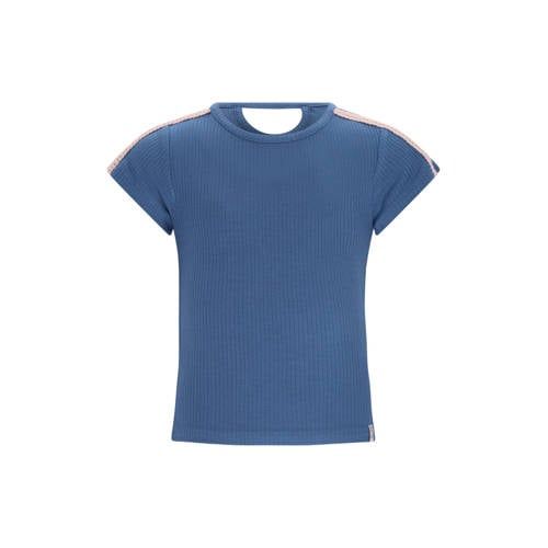 NONO T-shirt blauw rib gebreid