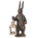 NIKKY HOME Paashaas Decoraties - Vintage Metalen Theelicht Kaars Lantaarn Houder Konijn Hars Sculptuur Bunny Beeldje