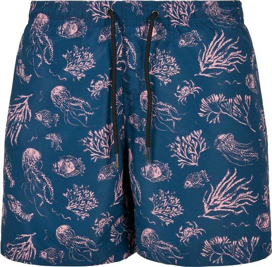 Urban Classics Pattern Swim Shorts Nautical Aop - Men - Blue - Size L