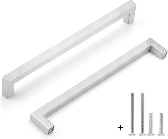 Handgreep RVS Vierkant 14cm - Zilver - Inclusief Bevestigingsbouten