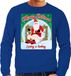 Bellatio Decorations Foute Kersttrui - sweater - Merry Shitmas Losing a Turkey - blauw - voor heren - kerstkleding / kerst outfit S
