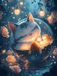 Elzusha - Kit de peinture diamant 5D avec chat et fleurs